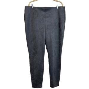 Chicos Womens Faux Suede Tapered Pants Size 3R (16R) Gray Pull On
